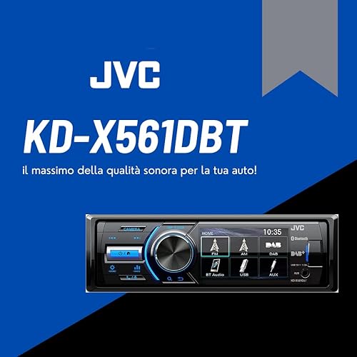 JVC KD-X561DBT Digital Media Receiver con monitor da 3', tuner DAB+ integrato e interfaccia Bluetooth, compatibilità iPod/iPhone, Front USB, AUX Input (Front/Mini jack), Nero - Fashionser