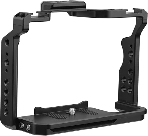 Andoer Gabbia per videocamera Gabbia video in lega di alluminio con doppio supporto per pattini a freddo Numerosi fili da 1/4 di pollice Sostituzione per Sony A7IV/ A7III/ A7II/ A7R III/ A7R II/ A7S - Fashionser