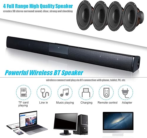 docooler Soundbar Wireless BT 4.0 Altoparlante TV Home Theater 3D Soundbars Basso Televisione Subwoofer con RCA Line Telecomando - Fashionser