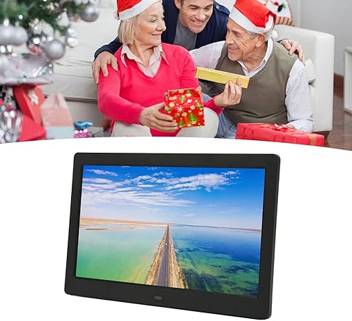 Okuyonic Cornice Digitale, 10 Pollici Cornice Foto Digitale HD 1024x600 Portafoto Telecomando, Condivisione di Immagine Musica Video - Fashionser