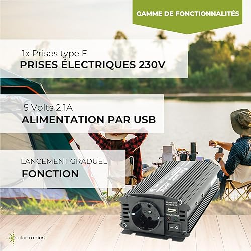 Trasformatore di tensione NM600, 12 V, 600 W, nero, potenza di picco 1200 Watt, inverter da 12 V a 230 V, compatibile con batteria LiFePO4, al litio, al piombo o AGM, con connettore - Fashionser