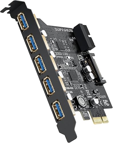 SupaHub Scheda PCI-E a USB 3.0, 5 Porte, USB 3.1 Gen1, PCI Express, Larghezza di Banda Fino a 5 Gbps, Espansione 2 Porte, Pannello Frontale - Fashionser