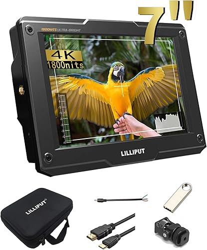 LILLIPUT H7S videocamera 4k- Monitor da 7' ultra luminosità con HDMI 3G-SDI e 4K, risoluzione Full HD, display LCD visibile alla luce solare (3G-SDI e 4K HDMI) - Fashionser