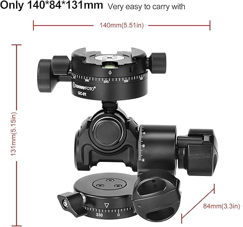 Sunwayfoto GH-PROII+ Regolazione indipendente 3D della testa ingranata viene fornita con morsetto panoramico orientato GC-01 - Fashionser