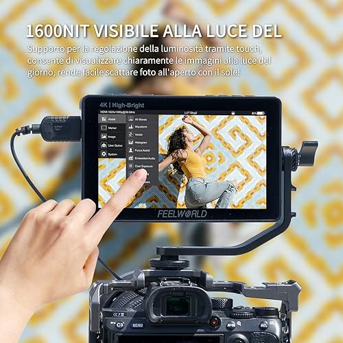F5PROX Monitor Da Campo 5.5 pollici 1600Nit Camera Field Monitor 4K HDMI HD 1920x1080 IPS, 3D LUT Waveform Vector Scope Monitor Esterno Fotocamera Video Camera con Touchscreen - Fashionser