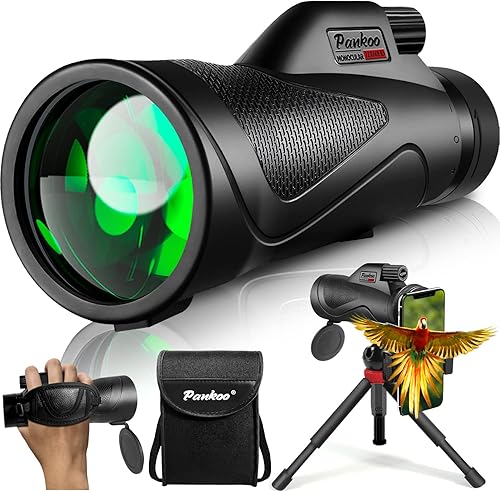 Pankoo Monoculare 12x60 Alta Potenza con Adattatore per Smartphone, Treppiede e Borsa Portatile - Monocolare da Osservazione per Adulti con Prisma BAK4 e Lente FMC, Ideale per Birdwatching - Fashionser