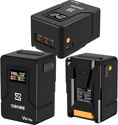 ZGCINE ZG-V99Pro V-Mount Batteria 14,8 V 99,9 Wh 6400 mAh PD USB-C 100 W ricarica rapida con porte USB D-Tap BP per fotocamere, videocamere, luci a LED, monitor, nero - Fashionser