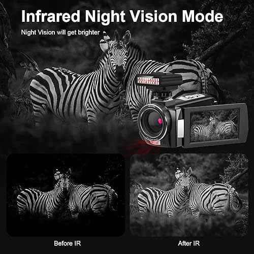 ORDRO AE8 4K Videocamera 1080P 60FPS Infrarossi Fotocamera Digitale Ghost Caccia Fotocamera con Luce Notturna IR per Vlog YouTube - Fashionser