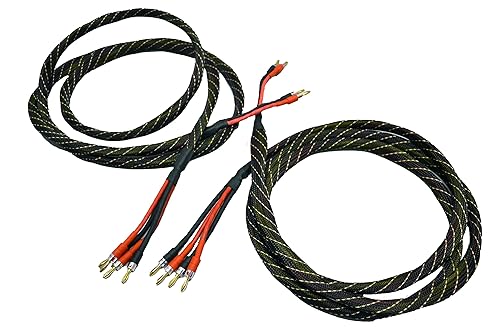 Coppia cavi per casse acustiche Hi-Fi BI-WIRING, twistati, rame OFC puro con connettori a scelta: Banana BFA, Banana, Banana a Pipa, Forcella o Puntale (2 mt, FORCELLA) - Fashionser