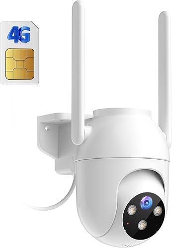 SIIOOE 4G LTE Telecamera Esterno con Sim Interno: 2K HD Videosorveglianza Visione Notturna Colori - Videocamera Sorveglianza Esterno PIR Rilevazione Movimento IP66 Telecamere - Cablato - Fashionser