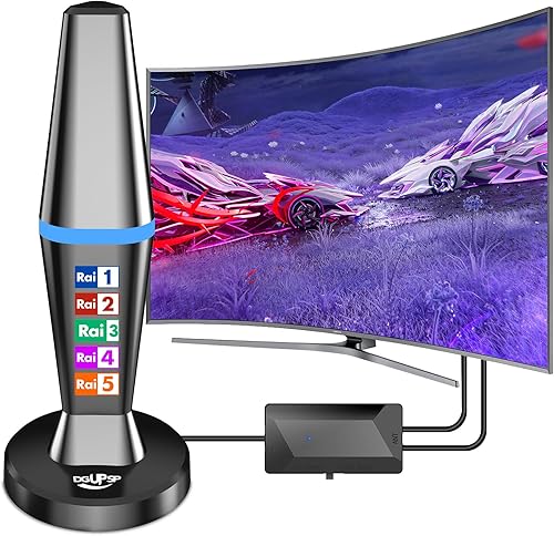 Antenna TV Interna Digitale,Antenne Potente Ricezione a Lunga Distanza, Base Magnetica per TV Portatili, Supporto 4K 1080p VHF UHF DVB-T/DVB-T2-All TVs - Fashionser