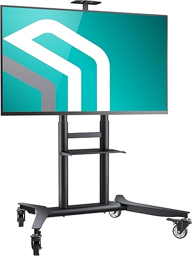 Staffa TV da 55 a 90 pollici - Supporto TV da Pavimento con Peso fino a 75 kg - Porta TV da Terra Mobile con VESA 200x200-800x600 mm/Piedistallo Televisore Altezza Regolabile TS1871-B Nero - Fashionser