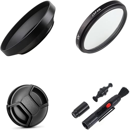 Set di accessori per fotocamere Panasonic Lumix DMC FZ300 con paraluce grandangolare in metallo, filtro UV, copriobiettivo, penna per la pulizia - Fashionser