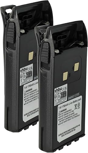 vhbw 2x batteria compatibile con Midland CT790 radio (1700mAh, 7,4V, Li-Ion) + clip - Fashionser