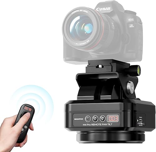 M4PRO Testa motorizzata per panoramica e inclinazione con telecomando e clip per cellulare per fotocamere DSLR, videocamere, smartphone e treppiedi - Fashionser