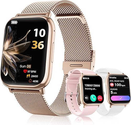 Smartwatch Donna, 1.83' Fitness Orologio con Effettua/Risposta Chiamate, con SpO2, 24H Cardiofrequenzimetro, Sonno, Ciclo Mestruale, Contapassi, 100+ Modalità Sportive, per iOS Android (rose gold) - Fashionser