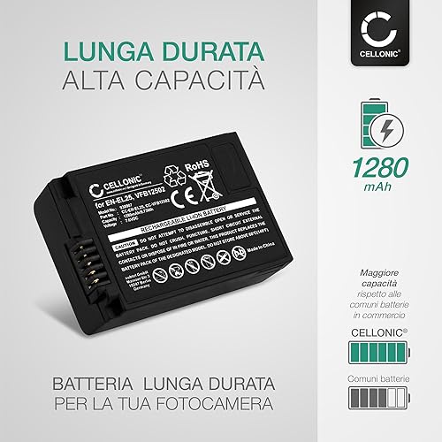 CELLONIC, Batteria per Fotocamera Compatibile con Nikon EN-EL25, Z 50, Z FC, Z 30, VFB12502 (7.6V, 1280mAh) 2 Pezzi - Fashionser