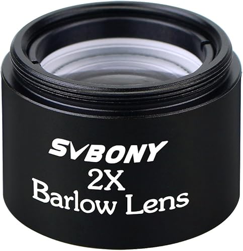 Svbony 1.25'' 31.7mm 2x Metallo Barlow Lente M28.6x0.6 Filetto per Standard Telescopio Oculare(Nero) - Fashionser