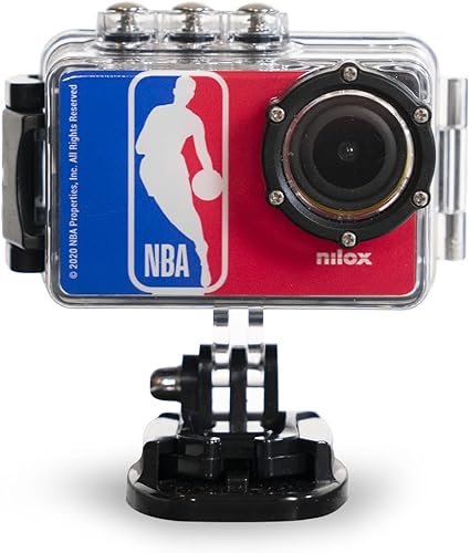 Nilox, Action Cam NBA, Action Camera WiFi con Risoluzione 4K/30 fps, Electronic Image Stabilization, Schermo Rotante LCD 2', Memoria 64GB, View Angle 170°, con Custodia Stagna Fino a 30 m, multicolore - Fashionser