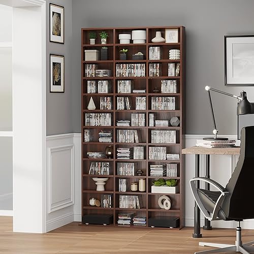 HOMCOM Libreria Modulare Mobile Porta CD Classica 36 Scompartimenti RegolabilI Legno 195 × 102 × 23.5cm - Fashionser