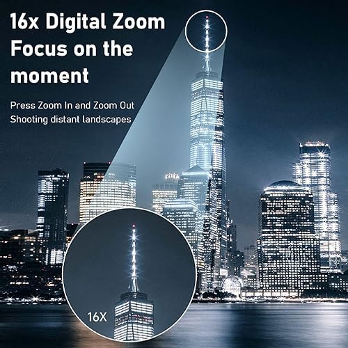 Fotocamera Digitale per Fotografia, SLR Point and Shoot con Zoom Digitale 16X e Messa a Fuoco Automatica, con Schermo da 2,4, Fotocamera da Viaggio Compatta per Principianti - Fashionser