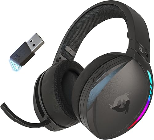 KLIM Panther Cuffie Gaming Wireless per PS4 PS5 Switch PC, Over Ear Bluetooth con Cancellazione del Rumore e Microfono + Compatibili 3D Audio + Cuffie da Gaming RGB - Fashionser