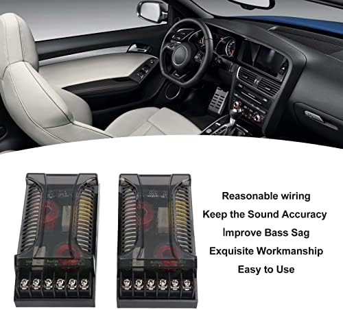 KIMISS Car Audio Passive Crossover, 2 Pezzi 2 Vie Car Audio Crossover Protezione da Sovracorrente Dissipazione del Calore Universale Divisore di Frequenza Dell'altoparlante - Fashionser