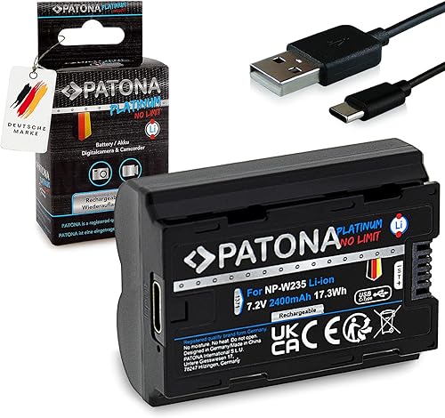 PATONA PLATINUM NP-W235 Batteria 2600mAh USB-C Input compatibile con Fuji Fujifilm GFX-50s II GFX-100S GFX100 II X-H2 X-H2S X-S20 X-T4 X-T5 GFX 50 100 100S GFX50 XH2 XH2S XS20 XT4 XT5 NPW235 NP W235 - Fashionser