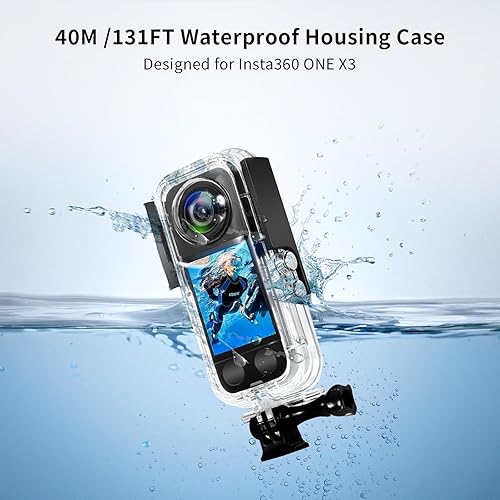 SYACHI Custodia impermeabile per fotocamera Insta360 X3, custodia subacquea per fotocamera panoramica Insta360 ONE X3, 40 M/131 FT custodia subacquea per immersioni, surf, nuoto - Fashionser