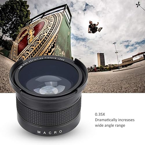 Obiettivo Grandangolare Fisheye, Obiettivo Grandangolare, 52MM 0,35x Obiettivo Grandangolare Fisheye HD per Fotocamere DSLR D5100 D5200 D5300 D5500 D3000 D3100 D3200 D3300 D3400 D3500 D7000 D7100 - Fashionser