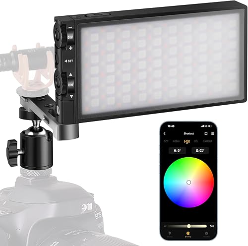 Pixel G1s Luce Video RGB, LED Fotografia Batteria integrata da 12W, 2500K-8500K CRI≥97 Luce Video, 360° a Colori e 12 scene di Luce, Corpo in Lega di Alluminio - Fashionser