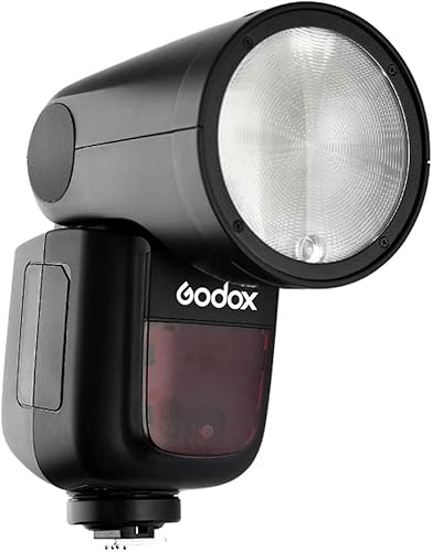 GODOX V1-N Flash per Nikon Flash, 76Ws 2.4G TTL Testa Rotonda, 1/8000 HSS, 480 Scatti a Piena Potenza, 1.5s Tempo di Riciclaggio, Batteria al Litio 2600mAh con Filtri Colorati Riflettore Diffusore - Fashionser