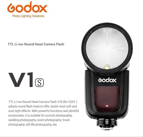 Godox V1C Kit Flash Rotondo per Canon - Flash a Testa Tonda per Fotocamera 2.4G HSS 1/8000S TTL, Tempo di Ricarica 1,5 Secondi, Batteria al Litio 2600mAh, Lampada Pilota a LED - Fashionser