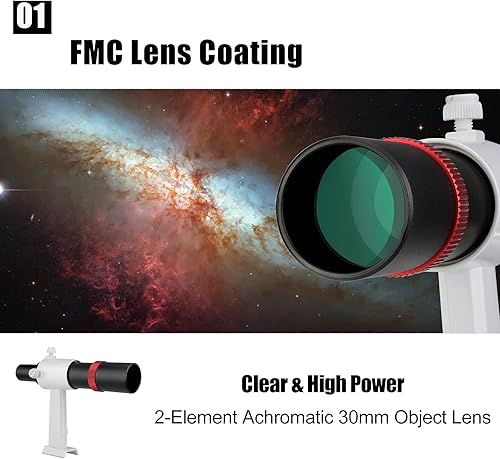Svbony SV182 Telescopio Guida, Telescopio Finder Scope 6x30, Completo Metallo FMC Acromatico Viewfinder con Crosshairs - Fashionser