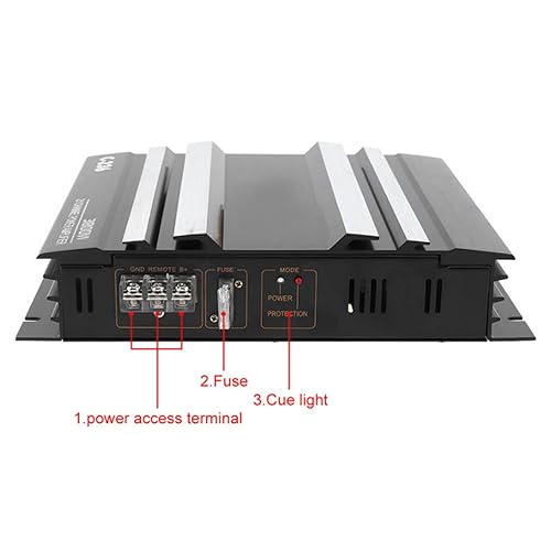 Amplificatore Audio Auto, Amplificatore per Auto Amplificatore di Potenza 3800W Qualità del Suono Chiara Sensibilità 90dB 2 Canali Dissipazione Rapida del Calore per Stereo - Fashionser