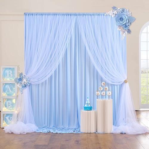 NSSONBEN 1,5 × 3 m, tenda blu in tulle, 1 pezzo, 1,5 × 3 m, blu, per feste, per matrimoni, compleanni, sesso - Fashionser
