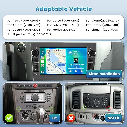 2G+64G per Opel Astra Antara Corsa Meriva Vivaro Combo Signum Zafira Autoradio Android con Wireless Carplay Android Auto GPS Radio FM/RDS WiFi+Retrocamera+MIC - 2DIN 7 Pollici (Nero) - Fashionser