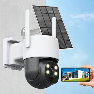 Telecamera di Sicurezza WiFi da Esterno IP Camera con Pannello Solare, PTZ