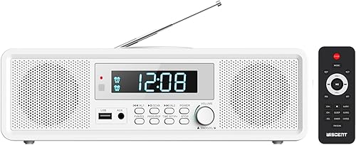 Radio compatta con lettore CD, sistema audio RMS nitido da 20 W, lettore CD radio FM con Bluetooth, USB, MP3, AUX, doppia sveglia digitale, riproduzione CD-R/CD-RW/MP3/WMA - Fashionser