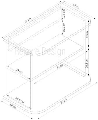 Mobile Carrello H.71 L.75 P.40 porta TV, Stampante, HI-FI, VARI COLORI (Almendra) - Fashionser