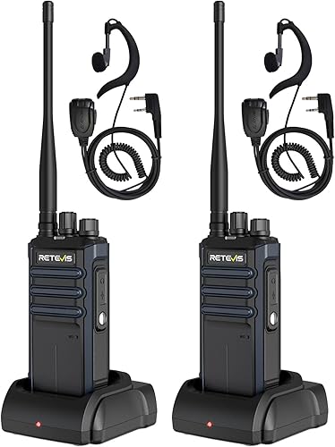 Retevis RT86S Walkie Talkie Professionali, Ricetrasmittenti a Lungo Raggio, Display LCD 2600mAh USB C, Chiamata Gruppo, Walkie Talkie con Auricolari per Produzione (Nero, 2 Pezzi) - Fashionser