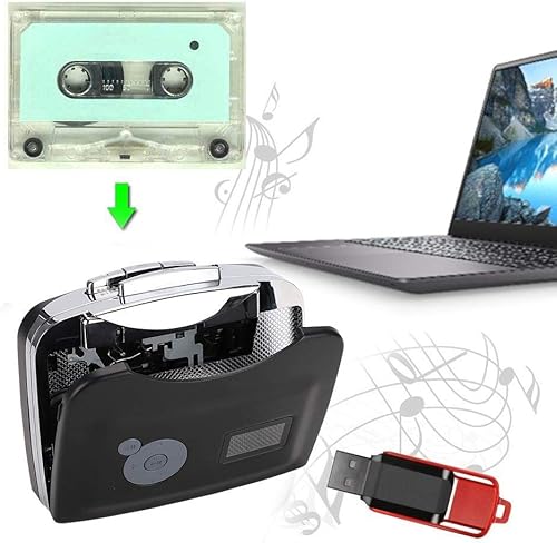 Wendry Registratori di Lettori di Cassette Portatili, Convertitore di segnali di Cassette USB Registrazioni da Nastro a MP3 Convertitore di Musica Compatibile con Laptop e Personal Computer - Fashionser
