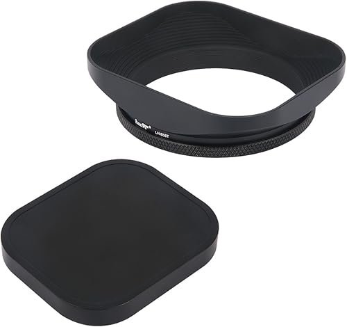 Haoge LH-B58T - Paraluce quadrato in metallo a vite, 58 mm, con tappo per obiettivo Canon Nikon Sony Leica Carl Zeiss Voigtlander Nikkor Fujifilm Olympus e altri obiettivi con filetto filtro da 58 mm - Fashionser