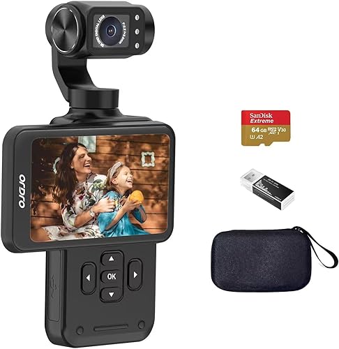ORDRO Fotocamera Vlogging M5 5K con stabilizzatore a 3 assi a 120° Ultra Wide Angle IR Night Vision 3.5'' Rotatable IPS Screen, Small Vlog Camera with 64G Memory Card for Photography YouTube TikTok - Fashionser