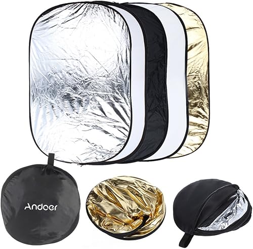 Andoer 24' x 36' / 60 * 90cm 5 in 1 (Oro, Argento, Bianco, Nero, Traslucido) Multi Portatile Pieghevole Photo Studio Light Photography Reflector - Fashionser