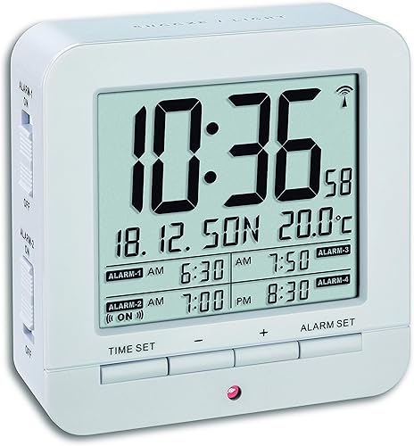 TFA Dostmann 60.2536 sveglia radio digitale con 4 tempi di allarme (nero) - Fashionser