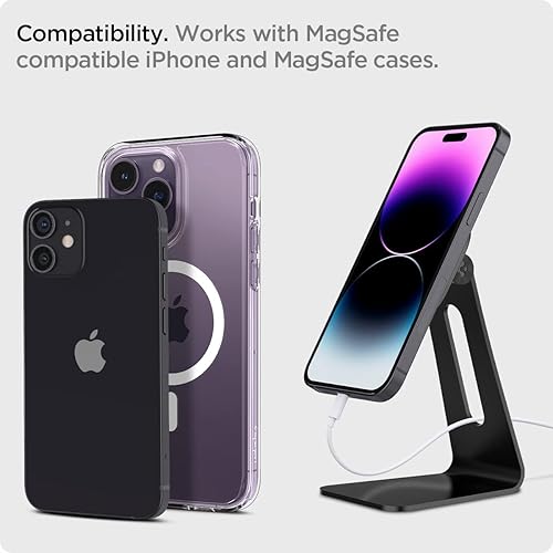 Spigen OneTap MagFit Progettato per Supporto MagSafe con Tecnologia OneTap Montaggio Magnetico Compatibile con iPhone 16, 15, 14, iPhone 13, Modelli iPhone 12, AirPod Pro, AirPod 3 Stand - Nero - Fashionser