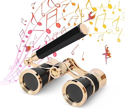Aomekie Binocolo da Teatro Pieghevole 3X25 Teatro Occhiali con Manico Pieghevole Estendibile Incorporato per Concerto Spettacolo Turismo（nero） - Fashionser