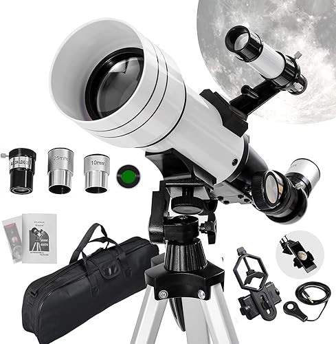 ClaeroruA Telescopio Astronomico da 70/400 mm per per Principianti adulti e Bambini, Telescopio Astronomico Rifrattore con Adattatore per Telefono e Treppiede - Fashionser