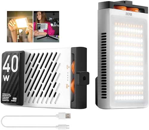 ZHIYUN FIVERAY M40 Video Light, 40 W/14000 Lux Portatile Camera Light, 2700-6200 K, 320 g LED Panel DSLR Photography Lighting - Fashionser